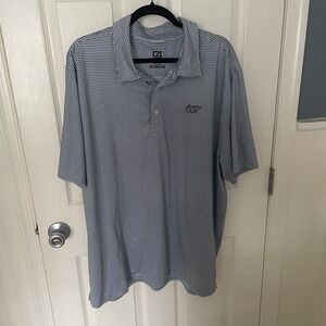 Cutter & Buck Mens Polo Golf Shirt Short Sleeve Blue White XL 1757 Golf Club